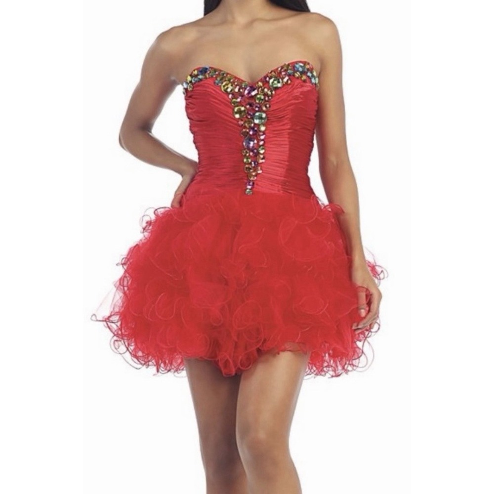 May Queen Couture Vintage Y2K Rhinestone Tulle Prom Party Dress Women's Size 6